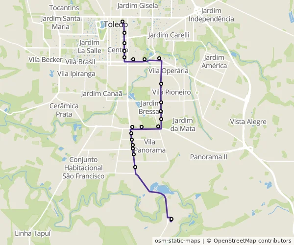 Mapa do itinerário da linha