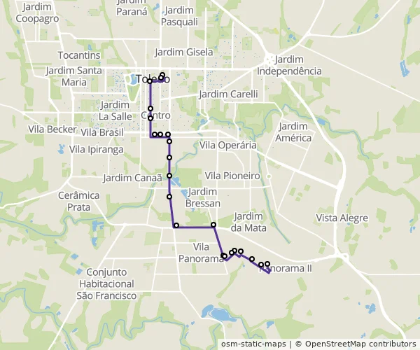 Mapa do itinerário da linha