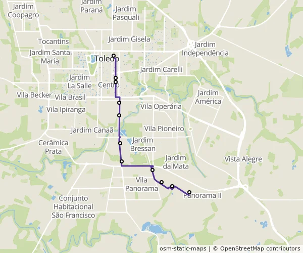 Mapa do itinerário da linha