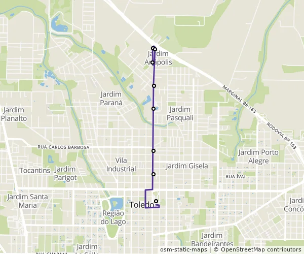 Mapa do itinerário da linha