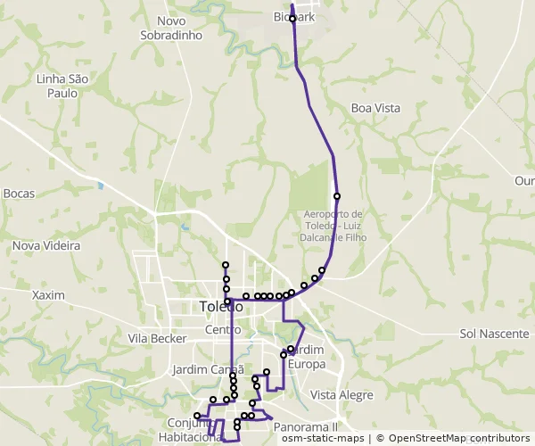 Mapa do itinerário da linha