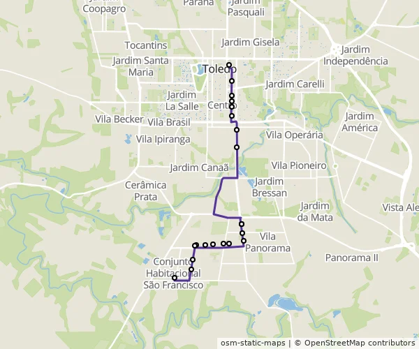Mapa do itinerário da linha