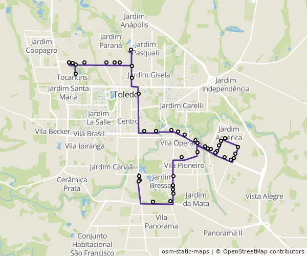 Mapa do itinerário da linha