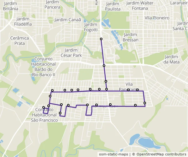 Mapa do itinerário da linha