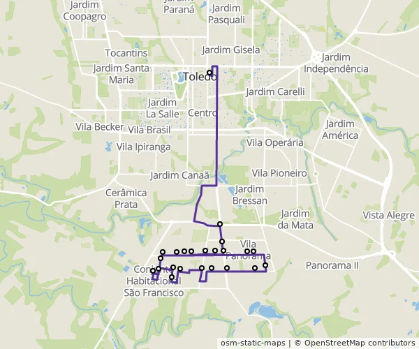 Mapa do itinerário da linha