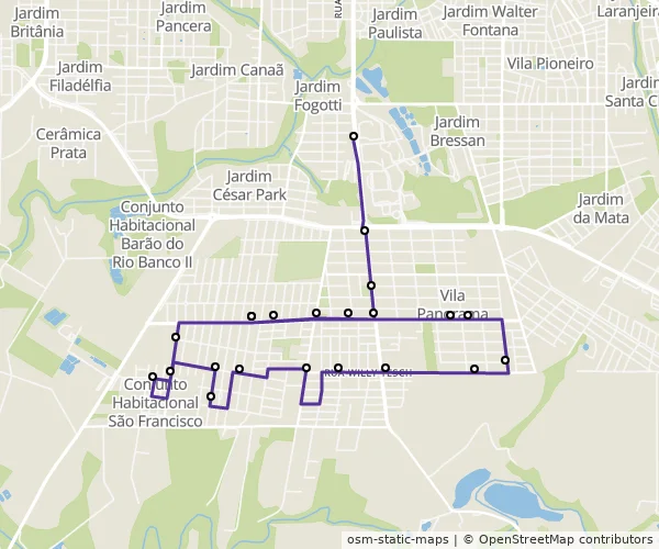 Mapa do itinerário da linha