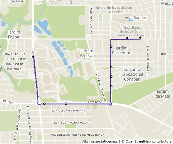 Mapa do itinerário da linha