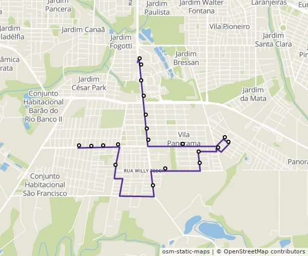 Mapa do itinerário da linha