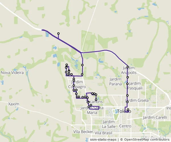 Mapa do itinerário da linha
