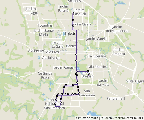 Mapa do itinerário da linha