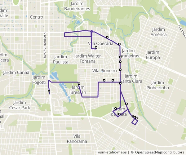 Mapa do itinerário da linha