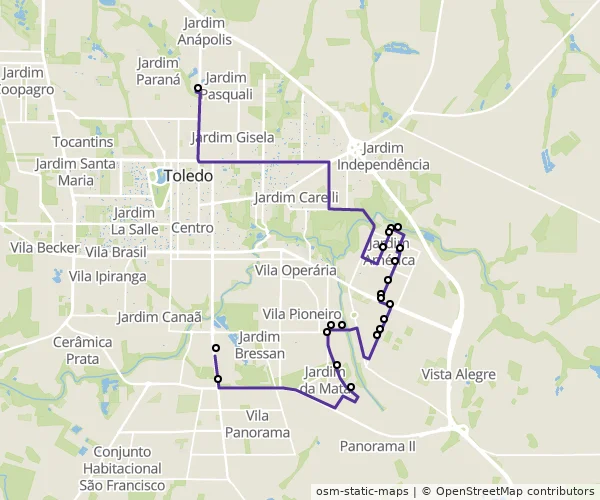 Mapa do itinerário da linha