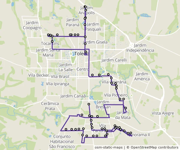 Mapa do itinerário da linha