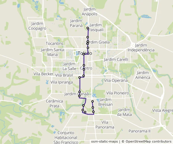 Mapa do itinerário da linha