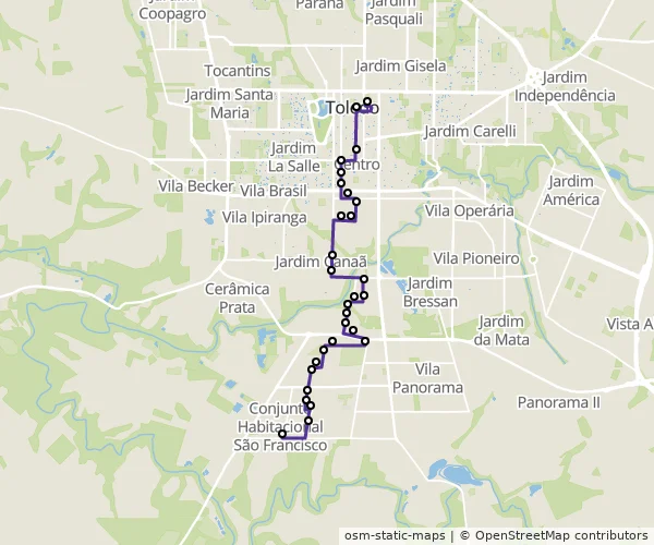 Mapa do itinerário da linha