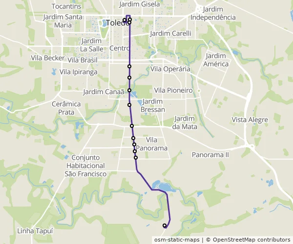 Mapa do itinerário da linha