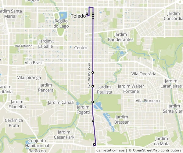 Mapa do itinerário da linha