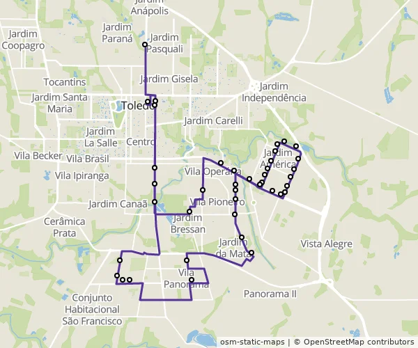 Mapa do itinerário da linha