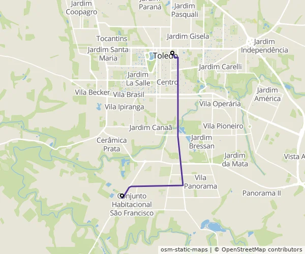 Mapa do itinerário da linha