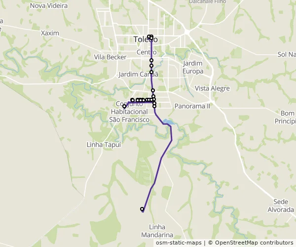 Mapa do itinerário da linha