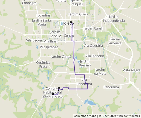 Mapa do itinerário da linha