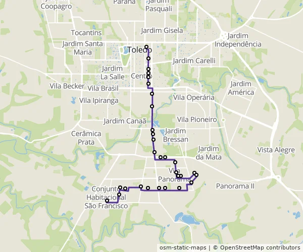 Mapa do itinerário da linha