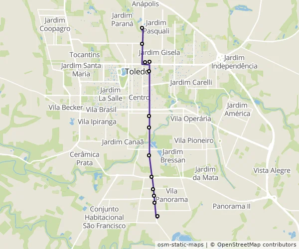 Mapa do itinerário da linha