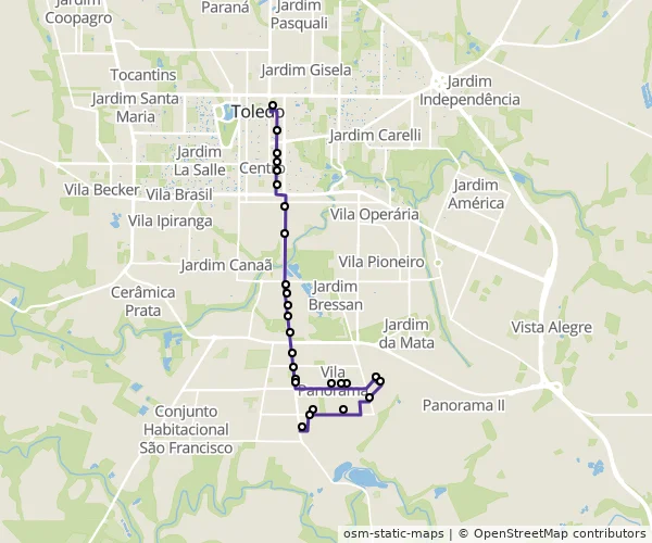 Mapa do itinerário da linha