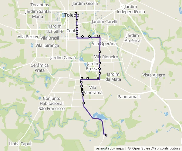 Mapa do itinerário da linha