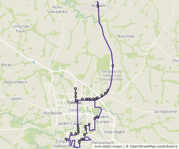 Mapa do itinerário da linha