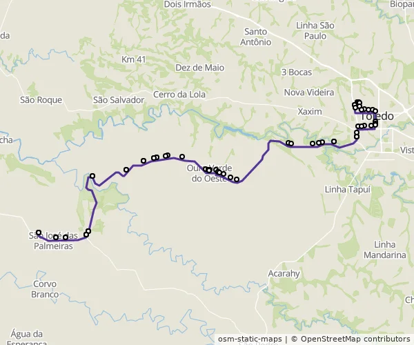 Mapa do itinerário da linha