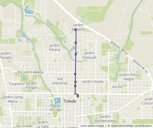 Mapa do itinerário da linha