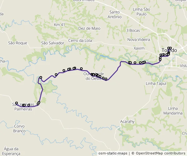 Mapa do itinerário da linha