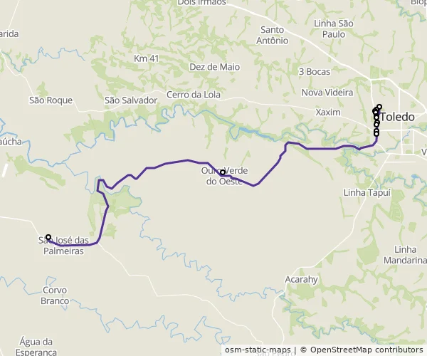 Mapa do itinerário da linha