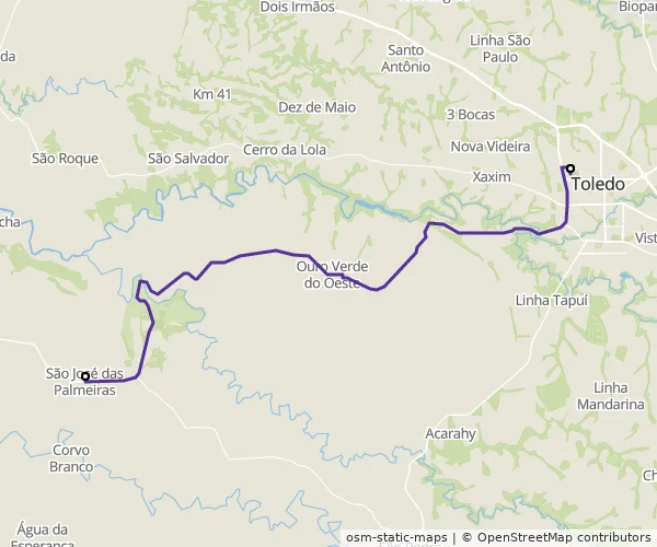 Mapa do itinerário da linha