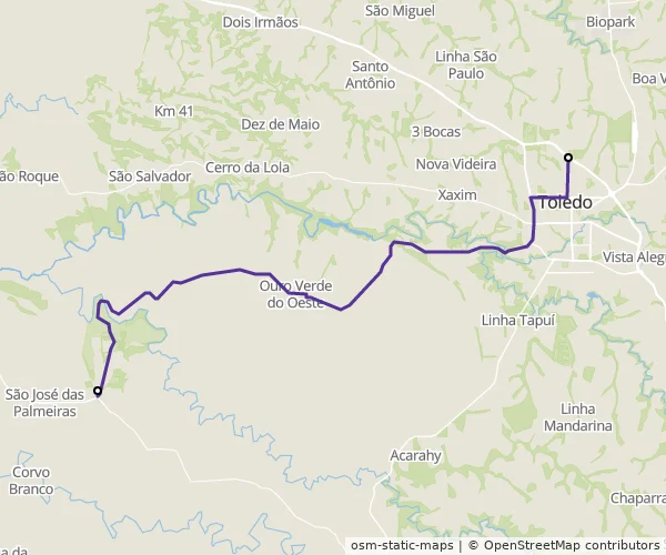 Mapa do itinerário da linha