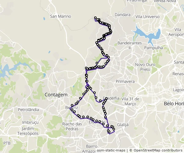 Mapa do itinerário da linha