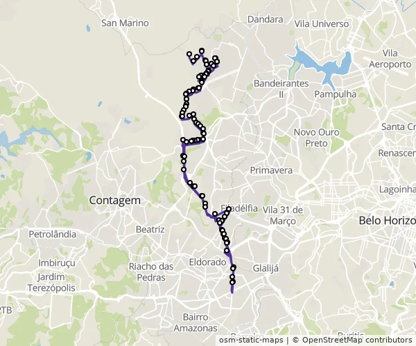 Mapa do itinerário da linha