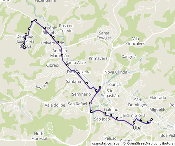 Mapa do itinerário da linha