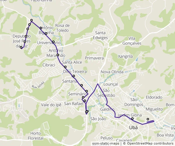 Mapa do itinerário da linha