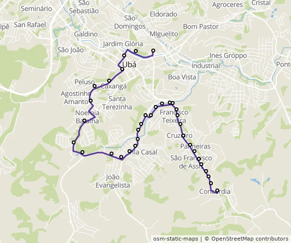 Mapa do itinerário da linha