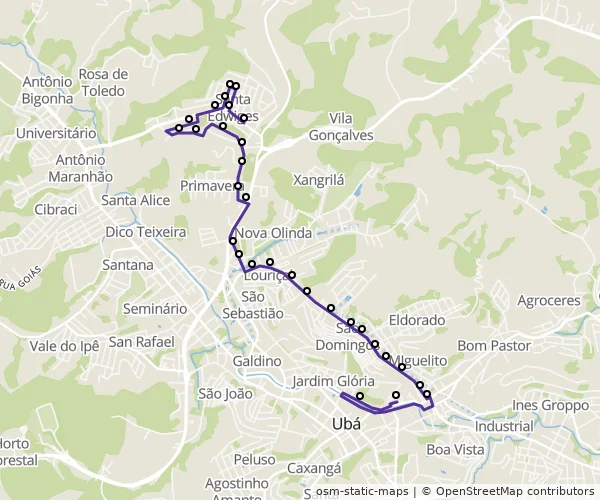 Mapa do itinerário da linha