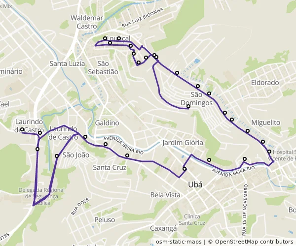 Mapa do itinerário da linha