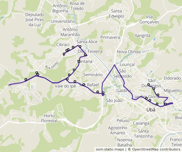 Mapa do itinerário da linha