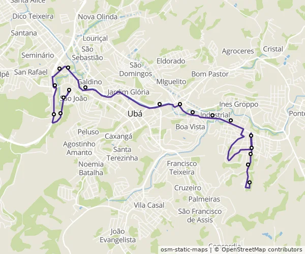 Mapa do itinerário da linha