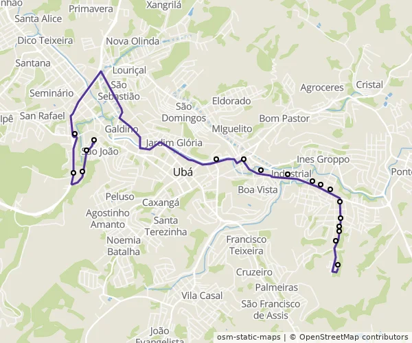 Mapa do itinerário da linha