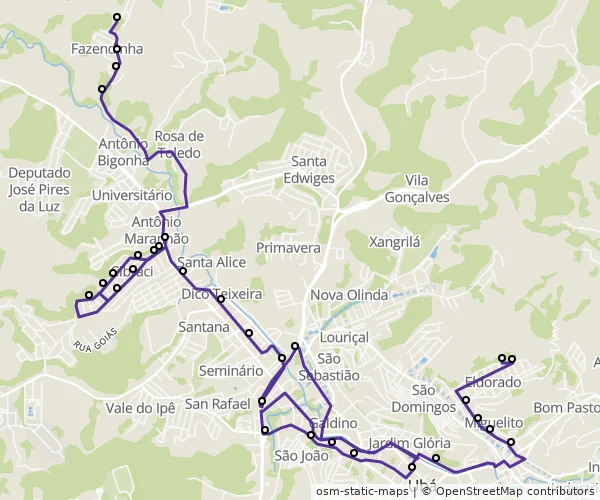Mapa do itinerário da linha
