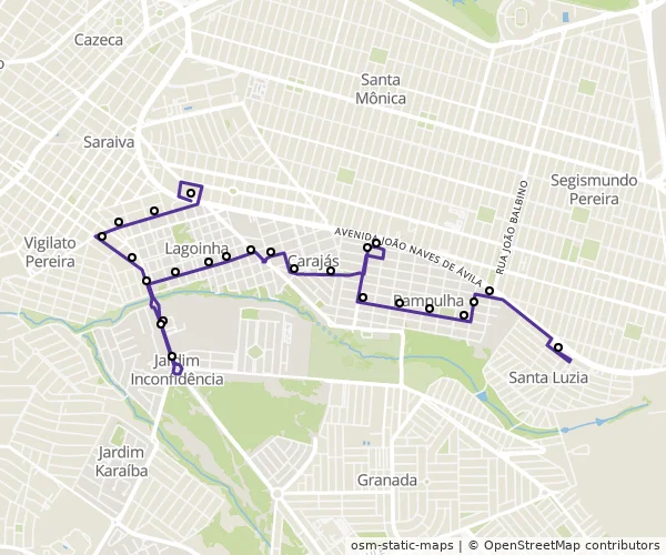 Mapa do itinerário da linha