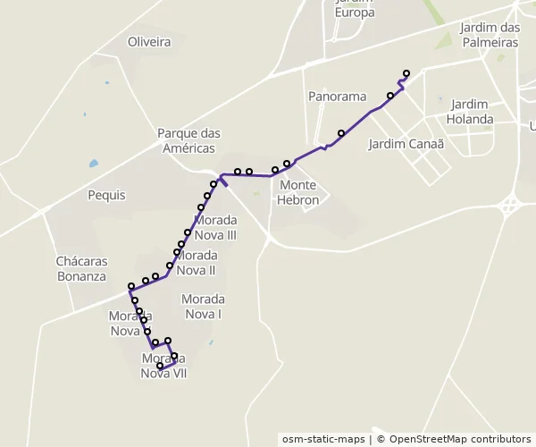 Mapa do itinerário da linha