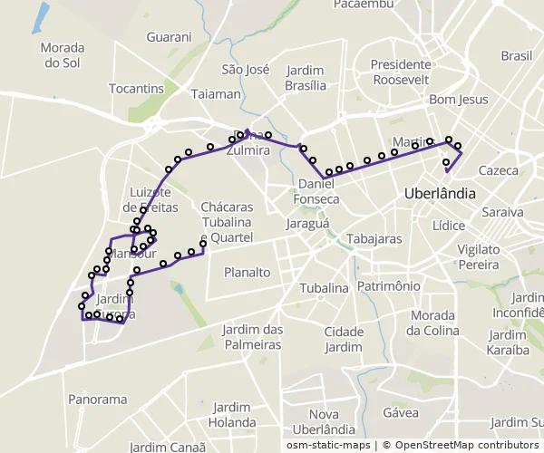 Mapa do itinerário da linha